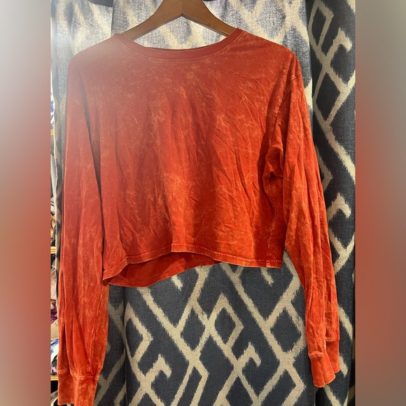 Double Zero Orange Marbled Long Sleeve Crop Tshirt size large - Picture 1 of 5